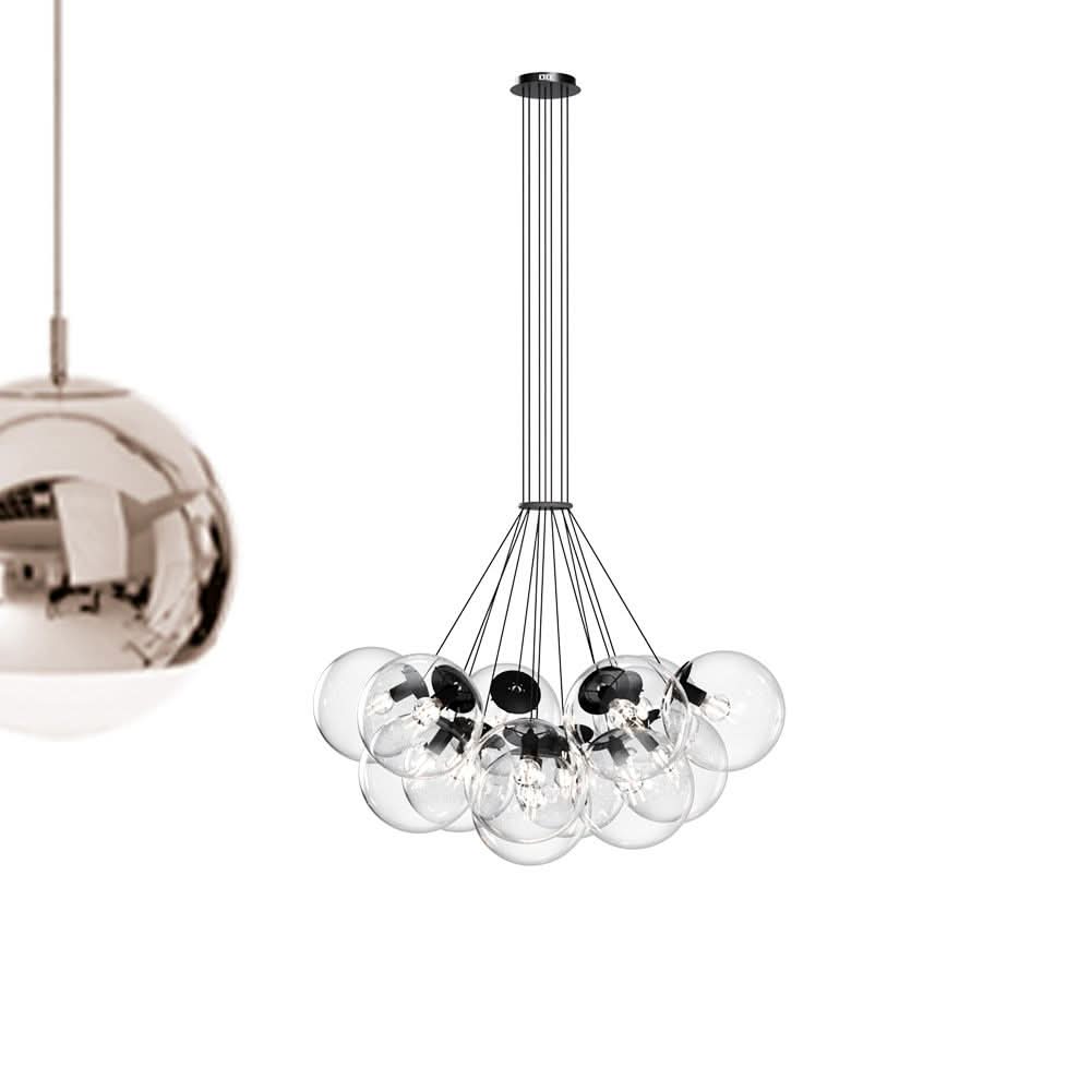 s.luce cluster glass globe gallery light lampada a sospensione 13-light