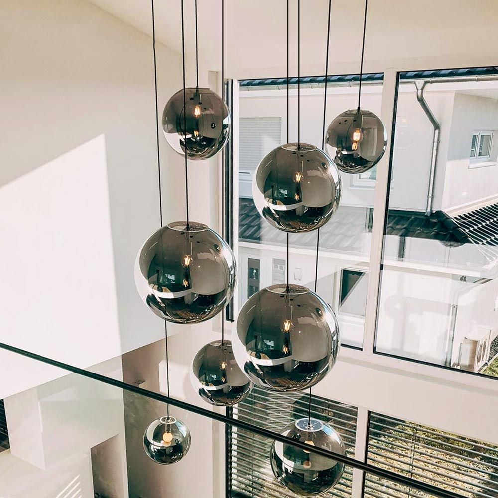 s.luce Orb glass globe gallery light 500cm sospensione nera