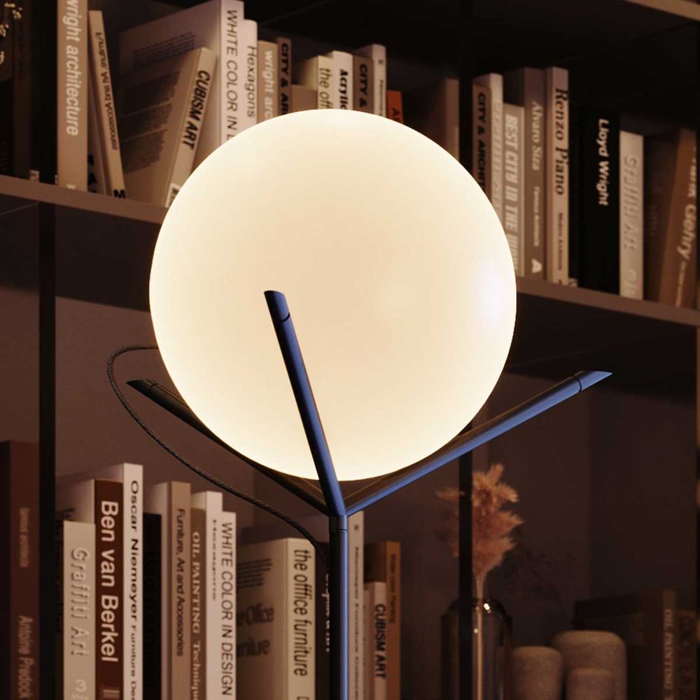 s.luce lampada da terra Orb Poseidon con globo in vetro 175cm