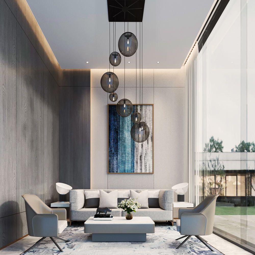 s.luce Orb XL gallery light 8 luci con baldacchino modulare