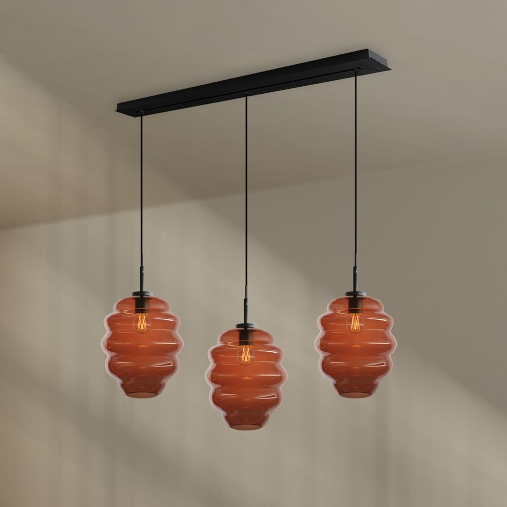 s.luce Echos lampada a sospensione per sala da pranzo a 3 luci 120cm Ø 25cm