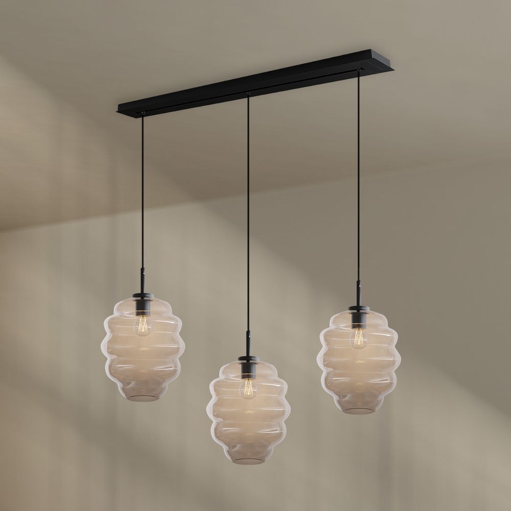 s.luce Echos lampada a sospensione per sala da pranzo a 3 luci 120cm Ø 25cm