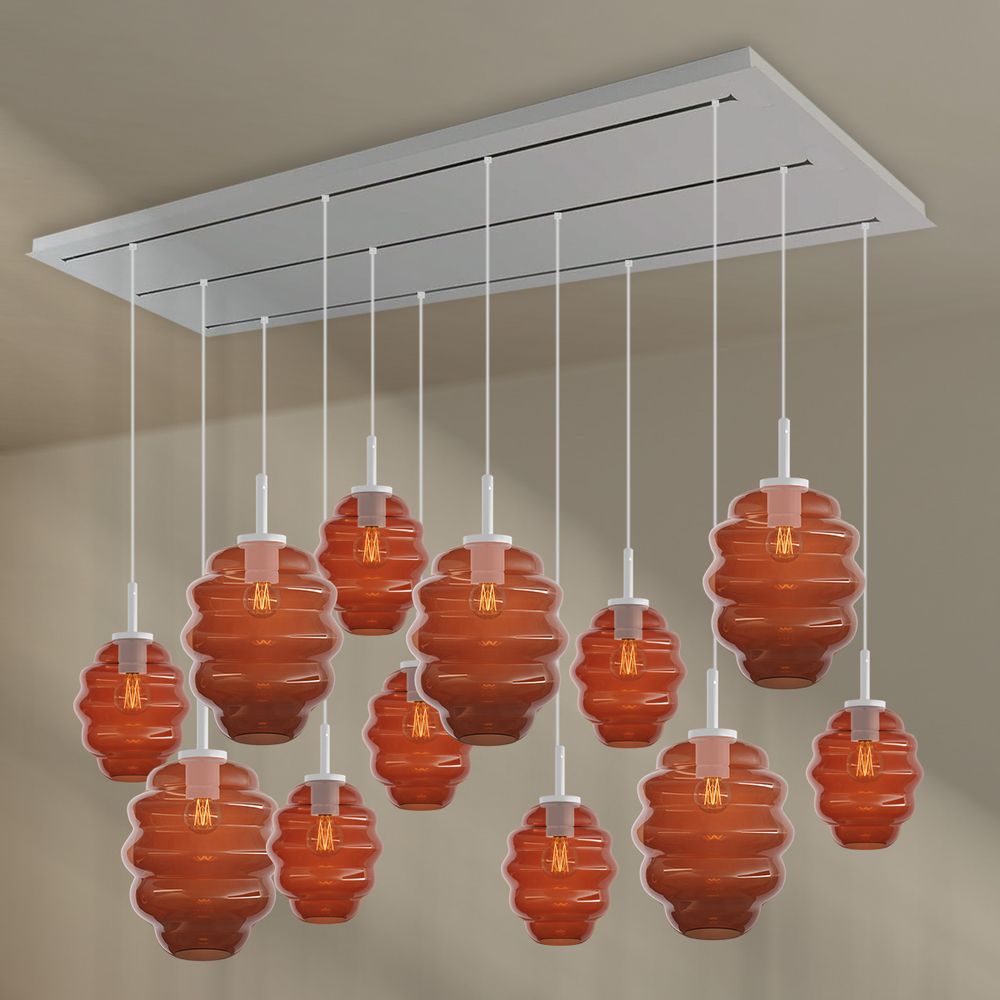 s.luce Echos lampada per sala da pranzo 12 luci 200cm 3 file Ø 18/25cm