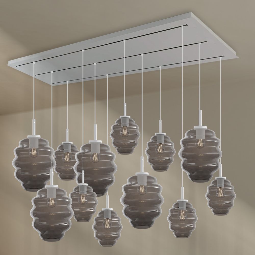s.luce Echos lampada per sala da pranzo 12 luci 200cm 3 file Ø 18/25cm