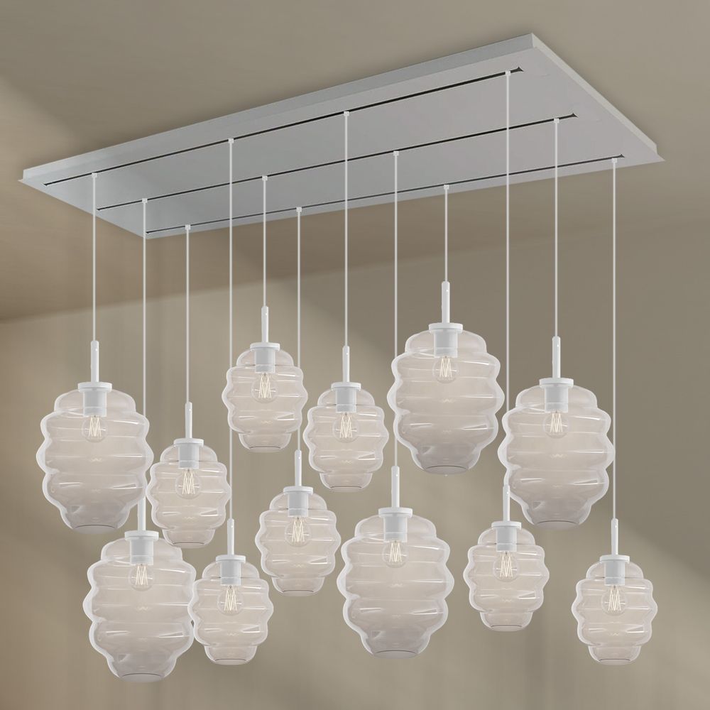 s.luce Echos lampada per sala da pranzo 12 luci 200cm 3 file Ø 18/25cm