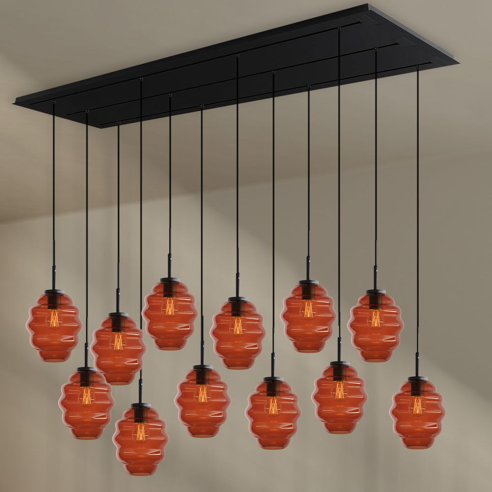 s.luce Echos lampada per sala da pranzo 12 luci 200cm 3 file Ø 18cm