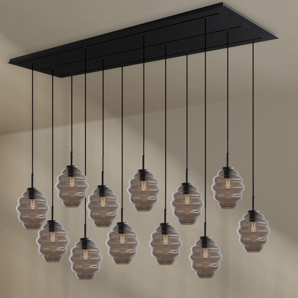 s.luce Echos lampada per sala da pranzo 12 luci 200cm 3 file Ø 18cm