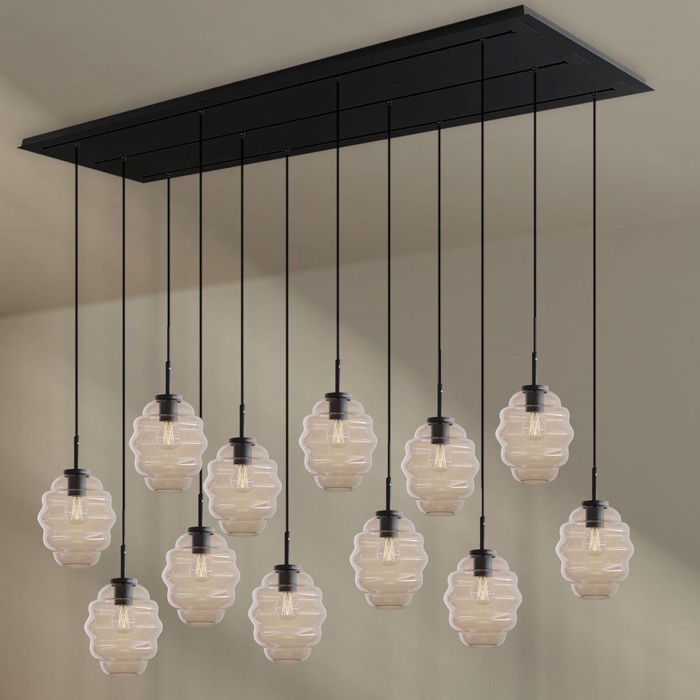 s.luce Echos lampada per sala da pranzo 12 luci 200cm 3 file Ø 18cm