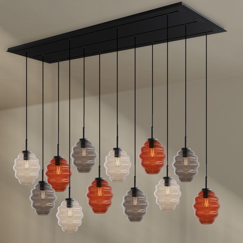 s.luce Echos lampada per sala da pranzo 12 luci 200cm 3 file Ø 18cm