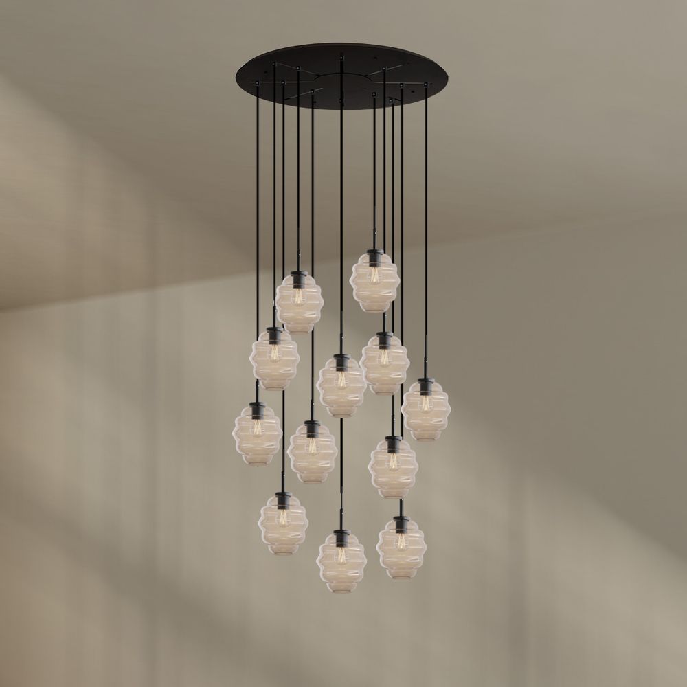 s.luce Echos gallery light 12 fiamme Ø 80cm baldacchino, Ø 18cm