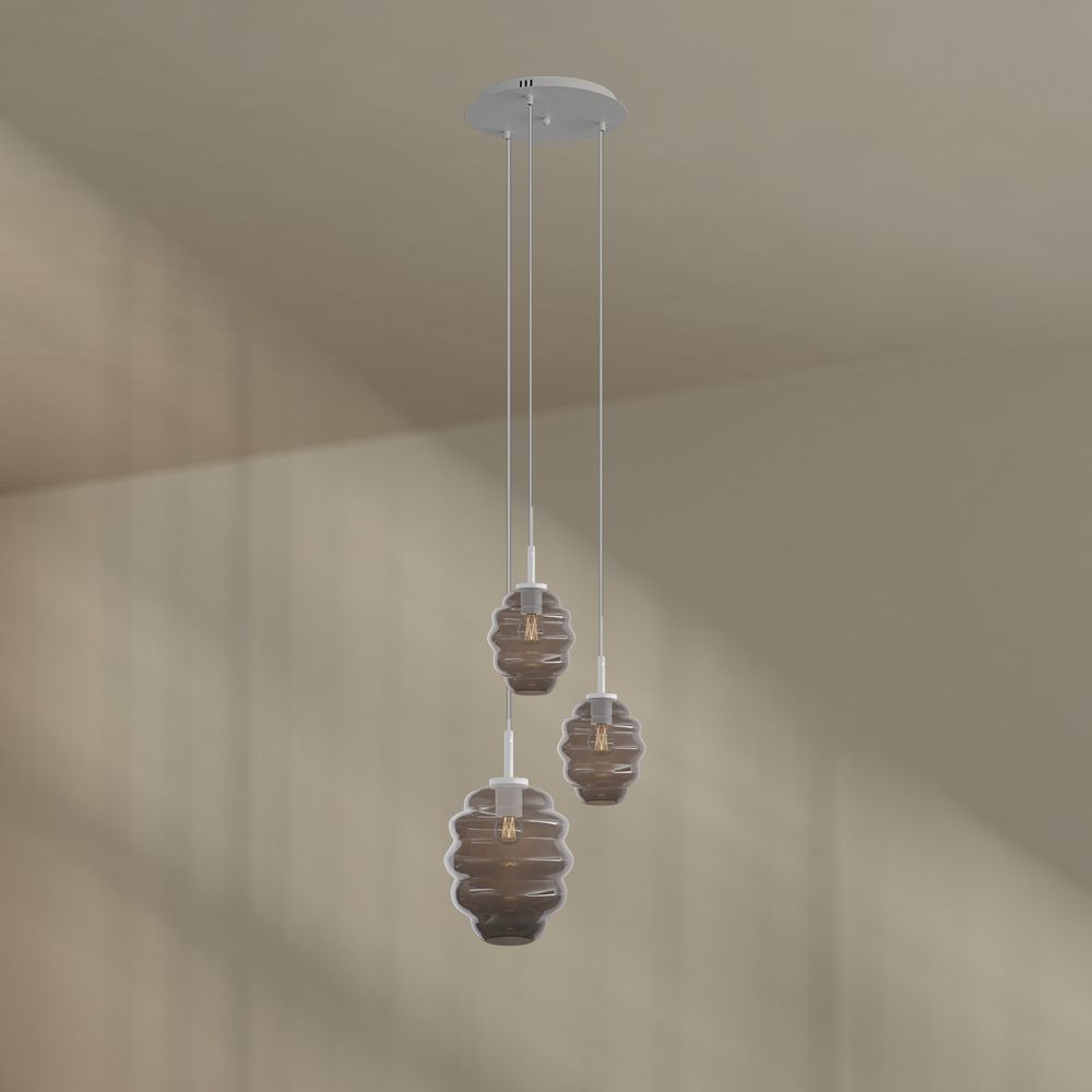 s.luce Echos gallery light 3 luci Ø 40cm baldacchino in vetro: Ø 18/25cm
