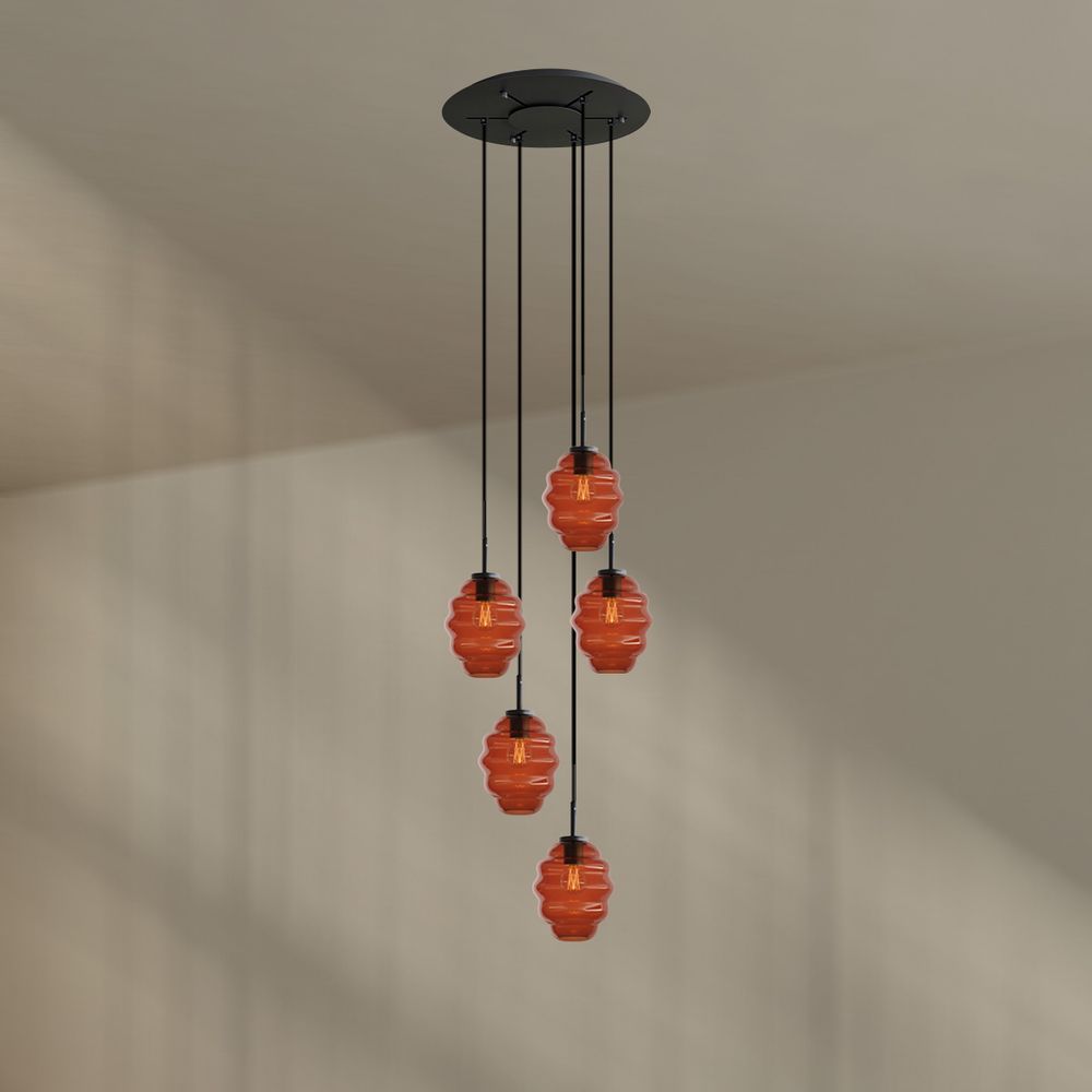 s.luce Echos gallery light 5 fiamme Ø 60cm baldacchino, Ø 18cm