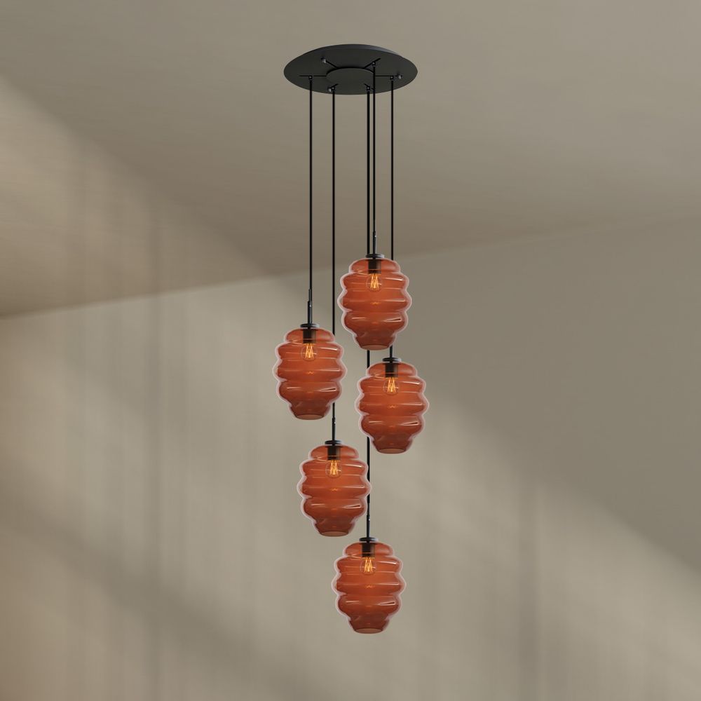 s.luce Echos gallery light 5 fiamme Ø 60cm baldacchino, Ø 25cm