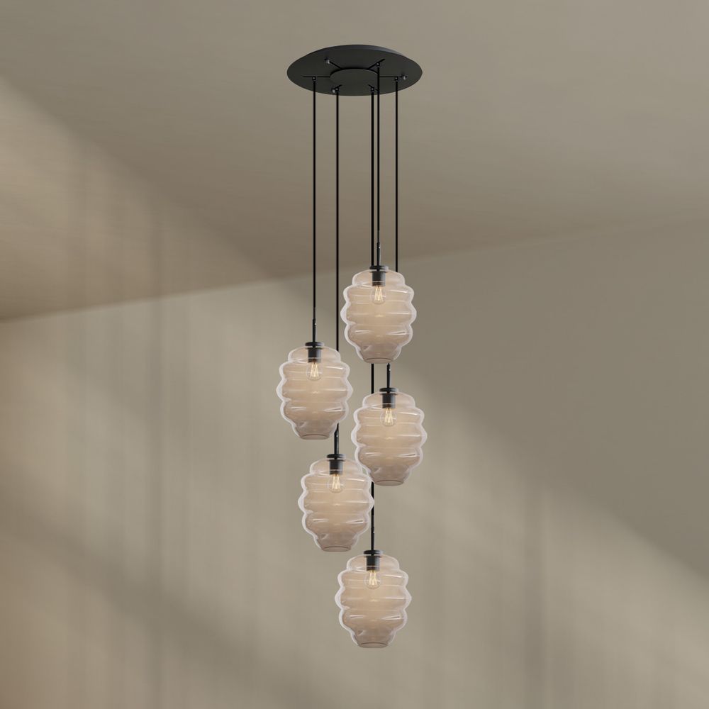 s.luce Echos gallery light 5 fiamme Ø 60cm baldacchino, Ø 25cm