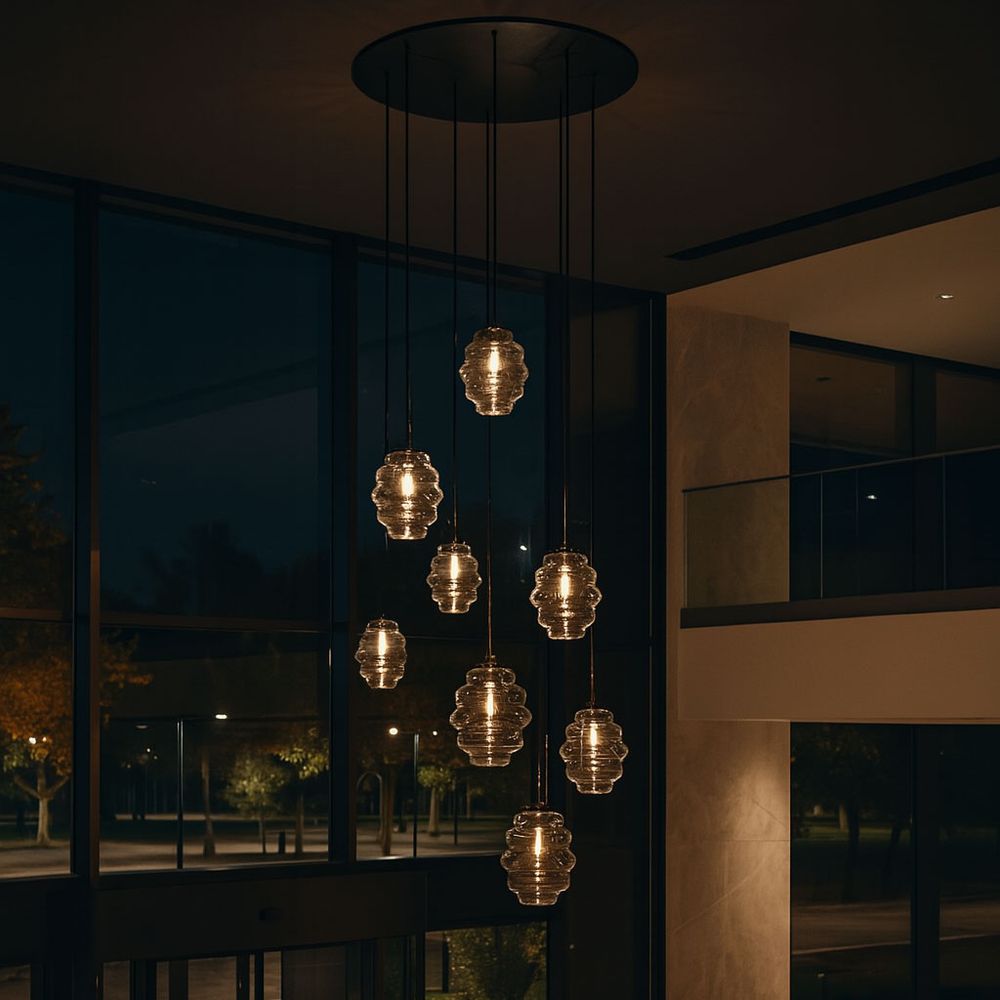 s.luce Echos gallery light 8 luci Ø 80cm baldacchino, Ø 18/25cm