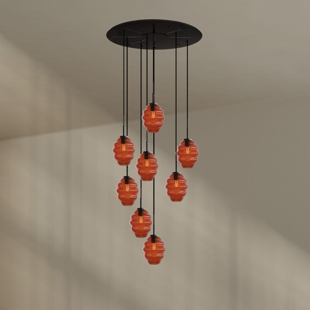 s.luce Echos gallery light 8-flame Ø 80cm baldacchino, Ø 18cm