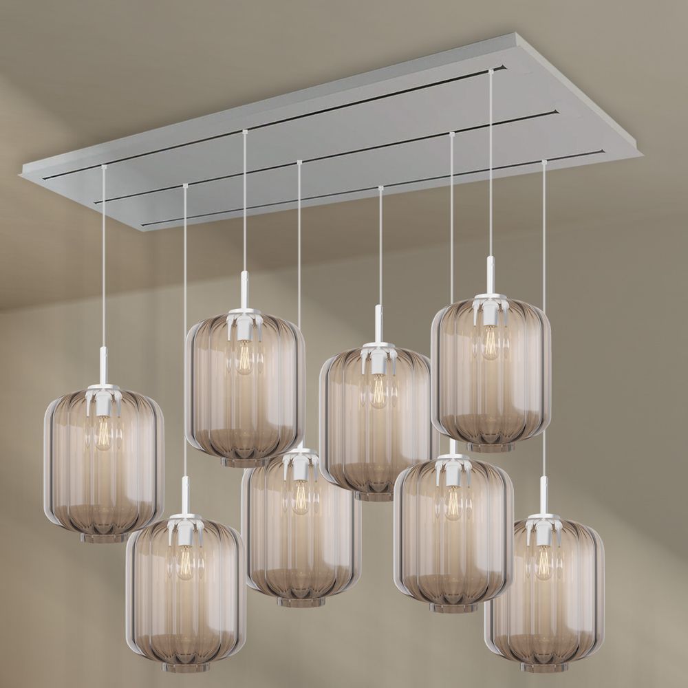 s.luce Velo lampada per sala da pranzo 8 luci 200cm 3 file Ø 25cm