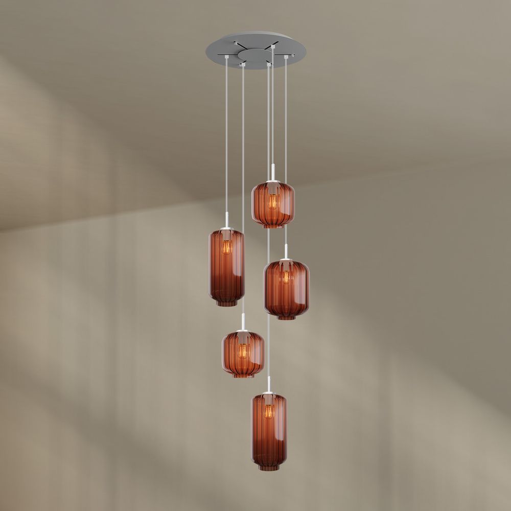 s.luce Velo gallery lampada a 5 fiamme Ø 60cm baldacchino Ø 18/20/25cm