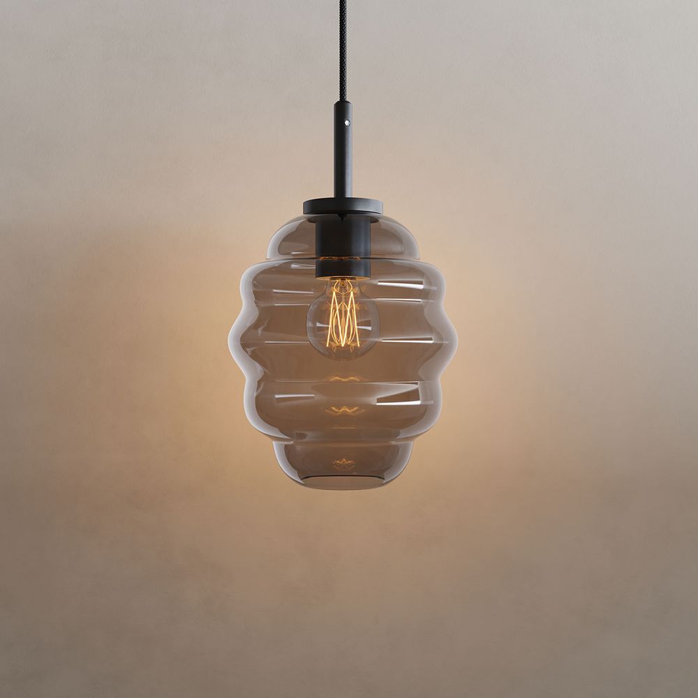 s.luce Echos szklana lampa wisząca 150cm czarna