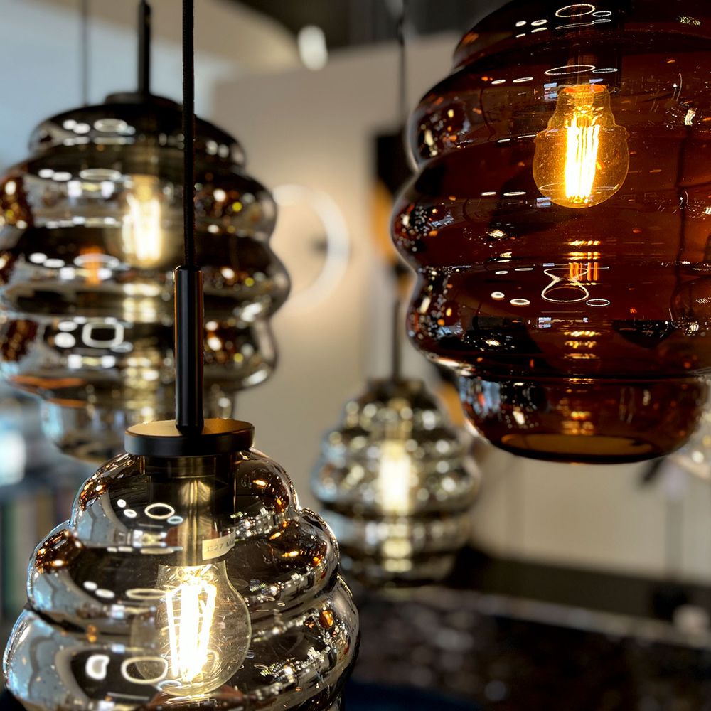 s.luce Echos szklana lampa wisząca 150cm czarna