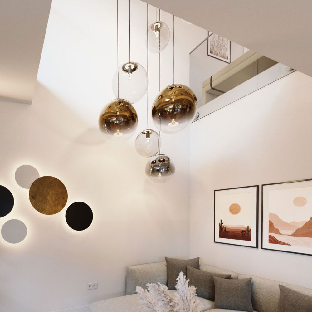 s.luce Orb szklana kula lampa wisząca 150cm zawieszenie czarny
