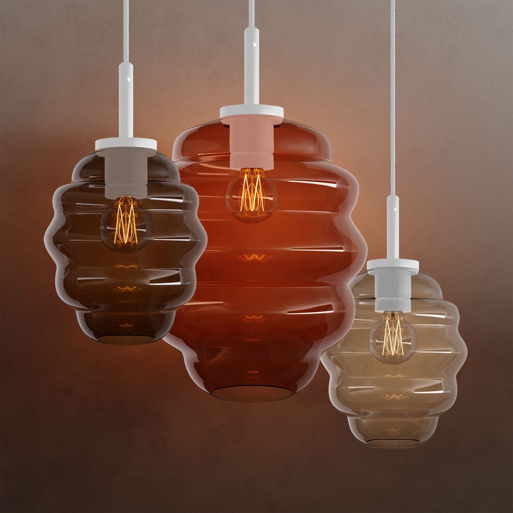 s.luce Echos szklana lampa wisząca zawieszenie 150cm biały