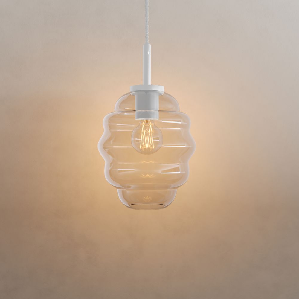 s.luce Echos szklana lampa wisząca zawieszenie 150cm biały